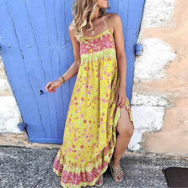 summer vintage floral print ruffled long dress 2020 women sleeveless backless dresses lady elegant beach boho dress vestido, Black;gray
summer vintage floral print ruffled long dress 2020 women sleeveless backless dresses lady elegant beach boho dress vestido, Black;gray