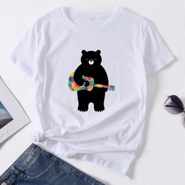women's t-shirt cotton summer women t shirt 5xl plus size sweet bear guitar print short sleeve ladies basic tees casual o-neck female t, White
women's t-shirt cotton summer women t shirt 5xl plus size sweet bear guitar print short sleeve ladies basic tees casual o-neck female t, White