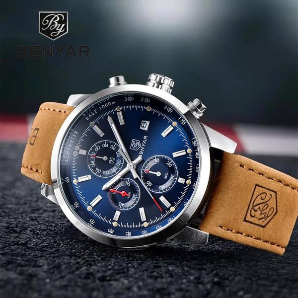 wristwatches benyar men's quartz casual fashion leather strap luminous waterproof watch multifunctional chronograph, Slivery;brown
wristwatches benyar men's quartz casual fashion leather strap luminous waterproof watch multifunctional chronograph, Slivery;brown