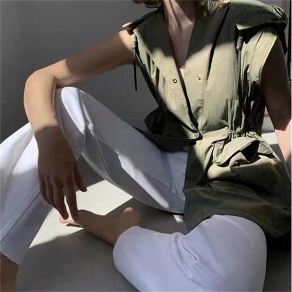 women's vests zxqj women 2021 fashion hooded vest with pockets slim waist sleeveless female outerwear chic, Black;white
women's vests zxqj women 2021 fashion hooded vest with pockets slim waist sleeveless female outerwear chic, Black;white