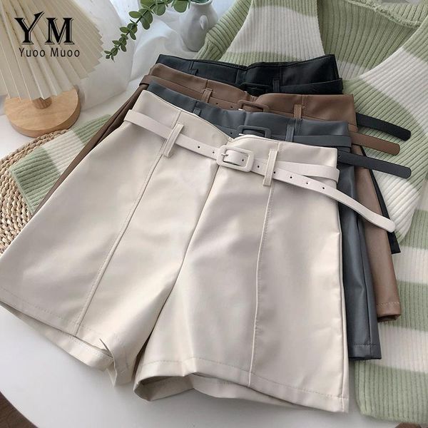 women's shorts yuoomuoo 2021 autumn winter beige black pu faux leather high waist vintage a-line skirts with belt, White;black
women's shorts yuoomuoo 2021 autumn winter beige black pu faux leather high waist vintage a-line skirts with belt, White;black