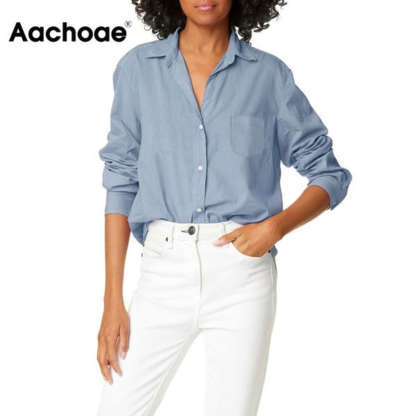 aachoae women shirts blouses office ladies casual long sleeve blouse female solid loose turn down collar shirt with pocket 210413, White
aachoae women shirts blouses office ladies casual long sleeve blouse female solid loose turn down collar shirt with pocket 210413, White