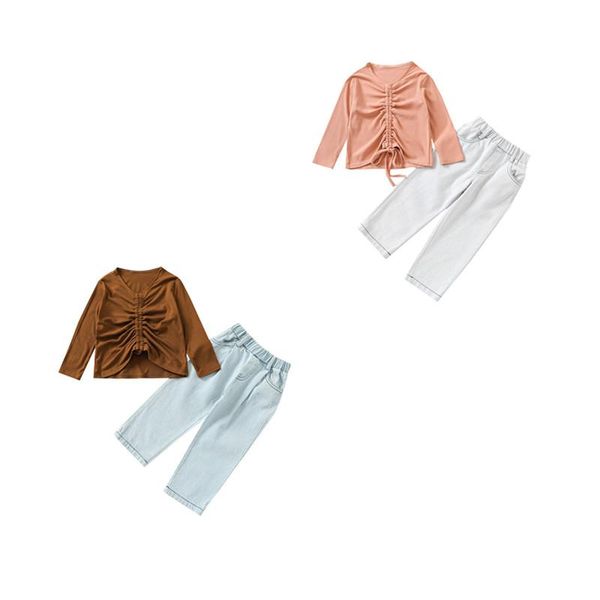 clothing sets little girls t-shirt and trousers suit fashion solid color drawstring long sleeve v-neck denim pants, 1-6years, White
clothing sets little girls t-shirt and trousers suit fashion solid color drawstring long sleeve v-neck denim pants, 1-6years, White