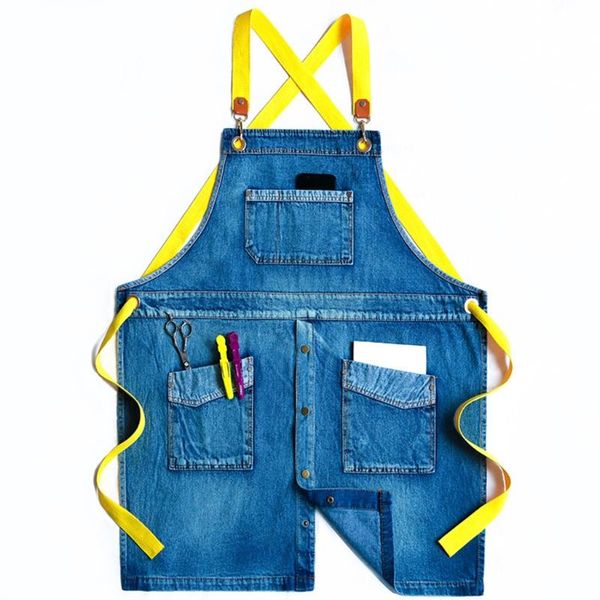 aprons women men cross back adjustable jean bib apron buttons front vintage washed denim work with pockets for garden
aprons women men cross back adjustable jean bib apron buttons front vintage washed denim work with pockets for garden