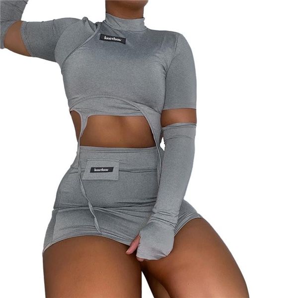 Women's Tracksuits Women Two Piece Outfits Stylish Turtleneck Crop Top with Arm Sleeves + Mini Pencil Skirt Clubwear Set X0QO, Gray
Women's Tracksuits Women Two Piece Outfits Stylish Turtleneck Crop Top with Arm Sleeves + Mini Pencil Skirt Clubwear Set X0QO, Gray