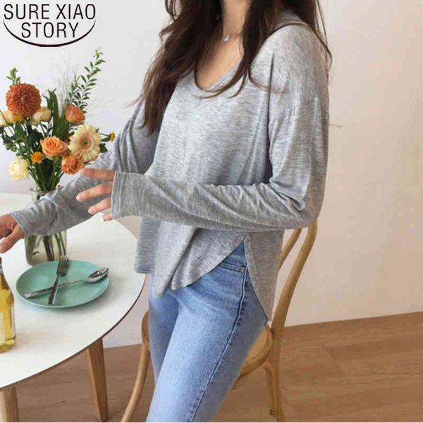 korean women's clothing cotton t-shirts spring and autumn leisure thin v collar solid split long sleeve tees women 12184 210417, White
korean women's clothing cotton t-shirts spring and autumn leisure thin v collar solid split long sleeve tees women 12184 210417, White