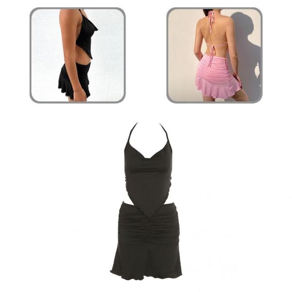 two piece dress great bandage tank tennis skater skirt women short above length, White
two piece dress great bandage tank tennis skater skirt women short above length, White