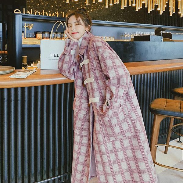 women's wool & blends women autumn winter plaid coats 2021 long sleeve vintage pockets jacket female casual loose outerwear overcoat e1, Black
women's wool & blends women autumn winter plaid coats 2021 long sleeve vintage pockets jacket female casual loose outerwear overcoat e1, Black