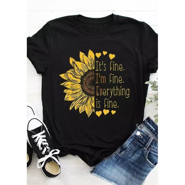 Half a sunflower design women is fashion word 3D printing short slim T-shirt summer casual round neck short top short sleeve T-shirt, White
Half a sunflower design women is fashion word 3D printing short slim T-shirt summer casual round neck short top short sleeve T-shirt, White
