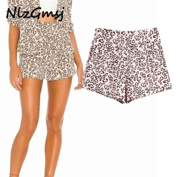 short elegant leopard side zipper pockets female retro casual pantalones 210628, White;black
short elegant leopard side zipper pockets female retro casual pantalones 210628, White;black