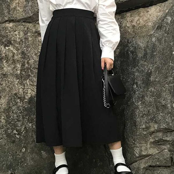 skirts 2021 spring plus size vintage casual pleated skirt women a line high waist solid bandage long black gray fw948
skirts 2021 spring plus size vintage casual pleated skirt women a line high waist solid bandage long black gray fw948