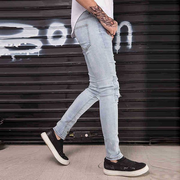 men's jeans jeans famous brand men slim knee pleated streetwear male ankle elastic casual destoryed skinny moto biker cu2g, Blue
men's jeans jeans famous brand men slim knee pleated streetwear male ankle elastic casual destoryed skinny moto biker cu2g, Blue