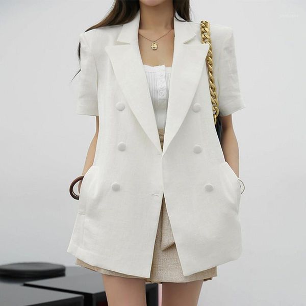 women's suits & blazers elegant cotton linen work blazer women summer short sleeve belted female suit jacket 2021 fashion clothing, White;black
women's suits & blazers elegant cotton linen work blazer women summer short sleeve belted female suit jacket 2021 fashion clothing, White;black