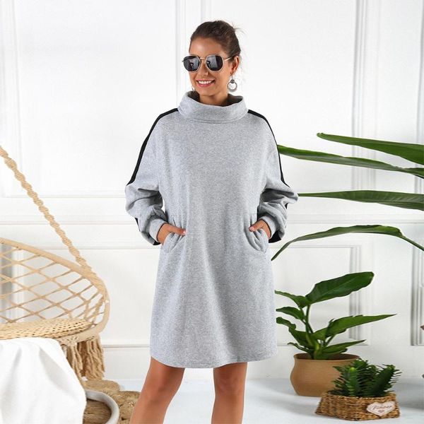 women's hoodies & sweatshirts dress in autumn and winter, stripe stitching, high collar, medium length pocket thickening, long sweater, Black
women's hoodies & sweatshirts dress in autumn and winter, stripe stitching, high collar, medium length pocket thickening, long sweater, Black