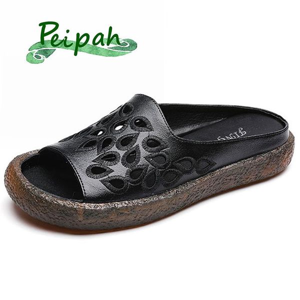 slippers peipah 2021 summer genuine leather women solid open toe zapatillas mujer soft bottom non-slip hollow femme, Black
slippers peipah 2021 summer genuine leather women solid open toe zapatillas mujer soft bottom non-slip hollow femme, Black