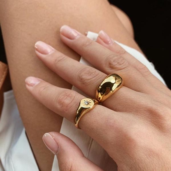 cluster rings chic star stamp for women, gold color stainless steel signet round ring with cz stone, minimalist rock punk, Golden;silver
cluster rings chic star stamp for women, gold color stainless steel signet round ring with cz stone, minimalist rock punk, Golden;silver