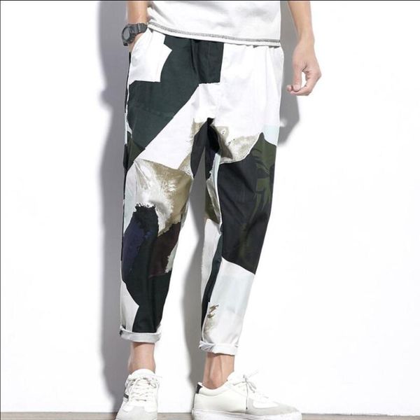 men's pants m-5xl 2021 korean summer casual printing nine points plus fat large size loose overalls cargo costumes, Black 
men's pants m-5xl 2021 korean summer casual printing nine points plus fat large size loose overalls cargo costumes, Black