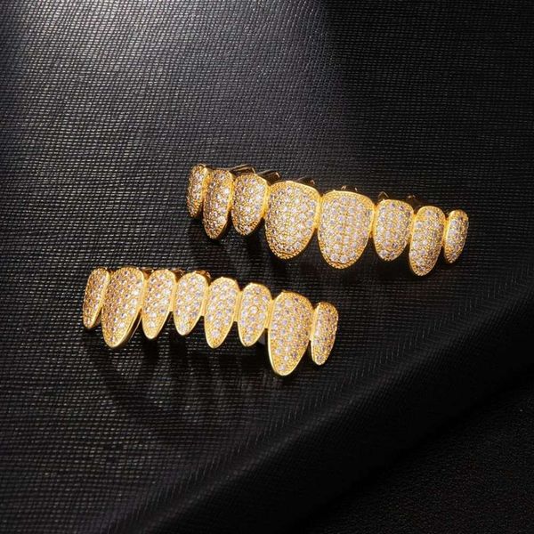hiphop new hip hop full diamond cuban chain micro inlaid gold teeth decorative braces, Silver
hiphop new hip hop full diamond cuban chain micro inlaid gold teeth decorative braces, Silver