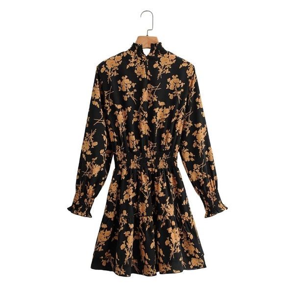 casual dresses 2021 spring women flower print cascading ruffle hem mini dress female stand collar long sleeve clothes loose vestido d7028, Black;gray
casual dresses 2021 spring women flower print cascading ruffle hem mini dress female stand collar long sleeve clothes loose vestido d7028, Black;gray