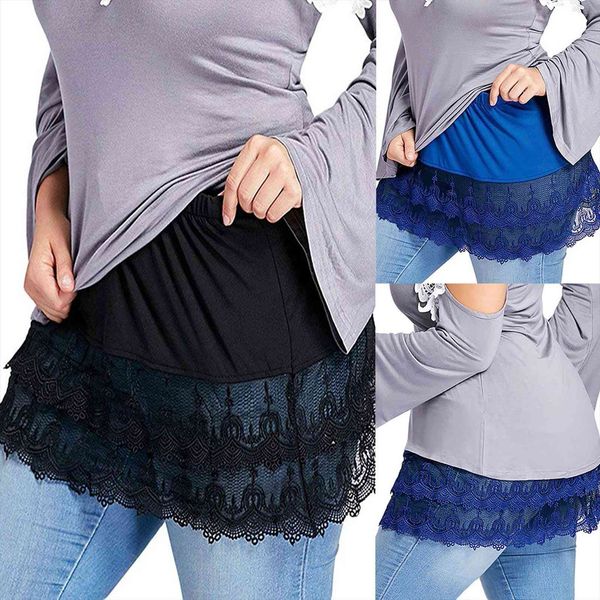 fashion solid colors elastic waist women skirts extender layered tiered sheer lace trim half slip plus size mini skirt, Black
fashion solid colors elastic waist women skirts extender layered tiered sheer lace trim half slip plus size mini skirt, Black