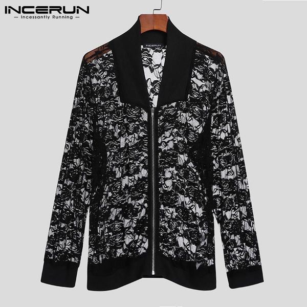 men's casual shirts incerun fashion men shirt mesh lace transparent lapel long sleeve party nightclub 2021 zipper camisa masculina s-5x, White;black
men's casual shirts incerun fashion men shirt mesh lace transparent lapel long sleeve party nightclub 2021 zipper camisa masculina s-5x, White;black