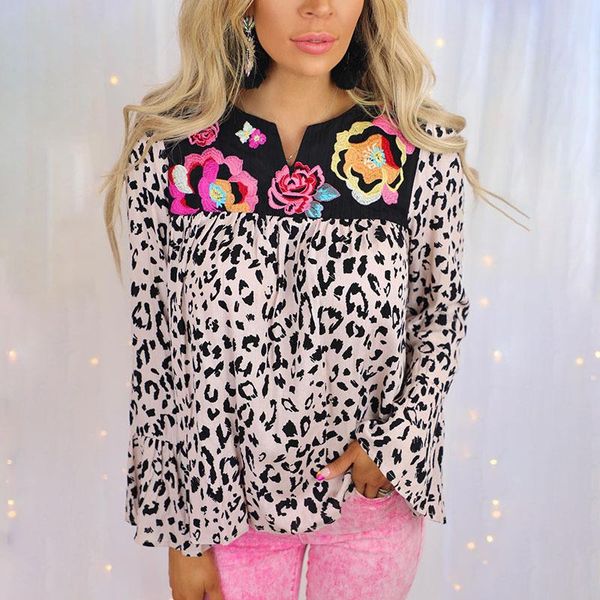 women's blouses & shirts leopard print shirt stitching long sleeved casual loose personality fashion sleeve women, White
women's blouses & shirts leopard print shirt stitching long sleeved casual loose personality fashion sleeve women, White