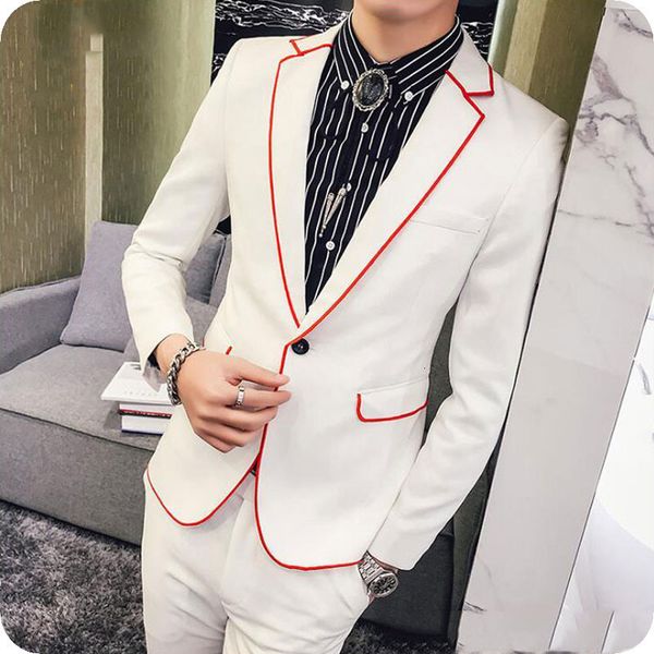 men's suits & blazers custom made white men wedding red notched lapel casual business man 3piece costume homme slim fit groom tuxe, White;black
men's suits & blazers custom made white men wedding red notched lapel casual business man 3piece costume homme slim fit groom tuxe, White;black