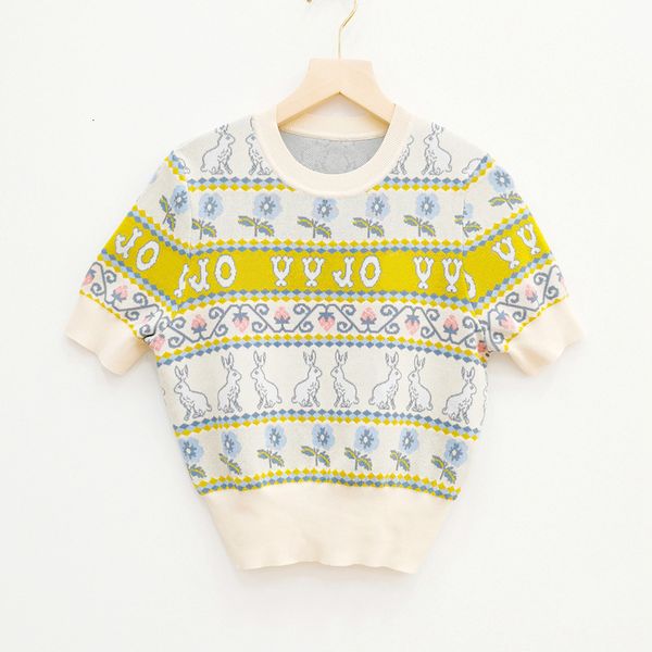 women's t-shirt spring and summer female double bunny retro fine sweater short knitted aesthetic cut 3jzz, White
women's t-shirt spring and summer female double bunny retro fine sweater short knitted aesthetic cut 3jzz, White