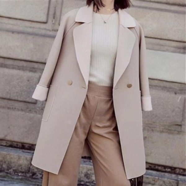women's wool & blends fashion double-sided mid-length long woolen coat 2021 autumn winter korean version all-match woolens jacket femal, Black
women's wool & blends fashion double-sided mid-length long woolen coat 2021 autumn winter korean version all-match woolens jacket femal, Black