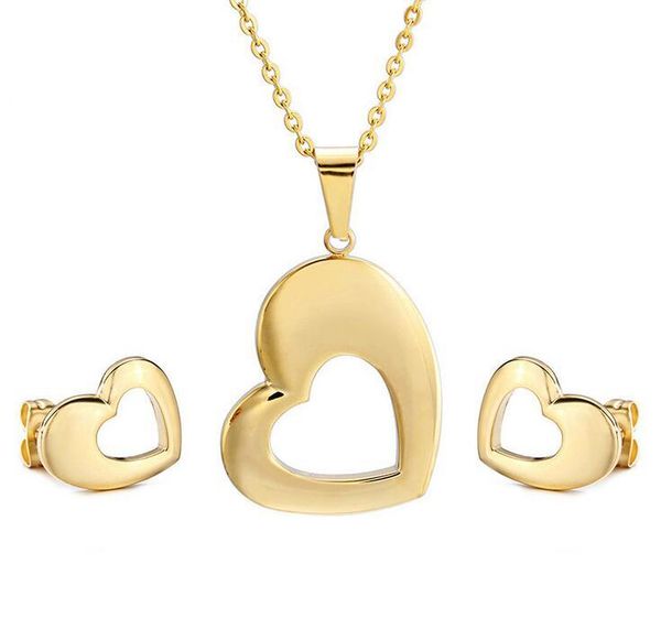 earrings & necklace women hollow love heart jewelry sets beautiful valentine party gold stud stainless steel, Silver
earrings & necklace women hollow love heart jewelry sets beautiful valentine party gold stud stainless steel, Silver