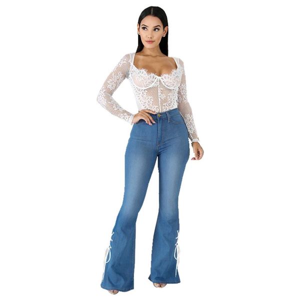 women's jeans 2021 clothing fashion creative lace-up pants casual ladies flared high waist for women, Blue
women's jeans 2021 clothing fashion creative lace-up pants casual ladies flared high waist for women, Blue