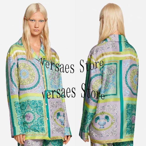 women's two piece pants 2021 luxury design fashion silk home clothes set court retro pattern printed long sleeve shirt + elastic waist, White
women's two piece pants 2021 luxury design fashion silk home clothes set court retro pattern printed long sleeve shirt + elastic waist, White