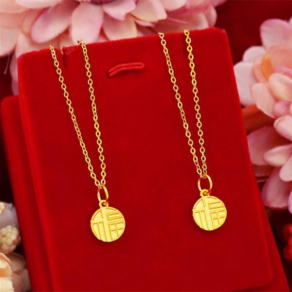 pendant necklaces for women chinese fu letter chain real yellow gold plated brass lucky jewelry, Silver
pendant necklaces for women chinese fu letter chain real yellow gold plated brass lucky jewelry, Silver
