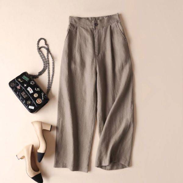 casual office lady loose pants bottoms summer vintage women wide leg elastic waist cotton linen trousers 210517, Black;white
casual office lady loose pants bottoms summer vintage women wide leg elastic waist cotton linen trousers 210517, Black;white