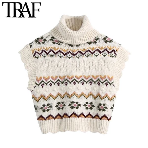 women fashion jacquard cropped cable-knit vest sweater vintage high neck ruffled armholes female waistcoat mujer 210507, White
women fashion jacquard cropped cable-knit vest sweater vintage high neck ruffled armholes female waistcoat mujer 210507, White