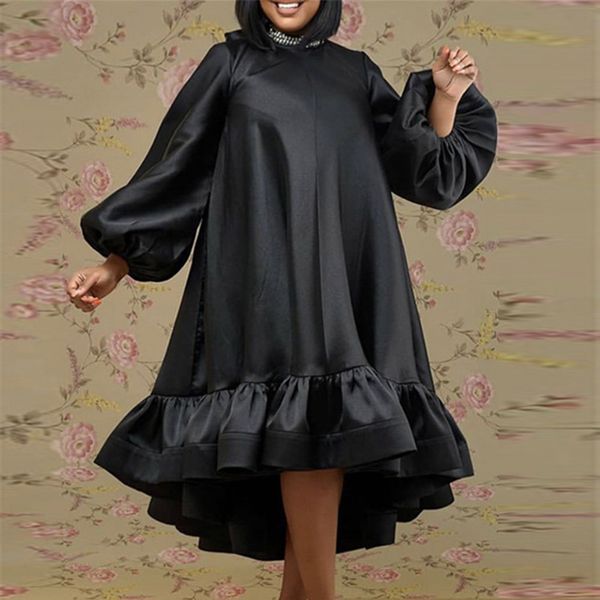 women black dress loose o neck long lantern sleeves ruffles patchwork african large plus size ladies female vestidos robes new, White
women black dress loose o neck long lantern sleeves ruffles patchwork african large plus size ladies female vestidos robes new, White