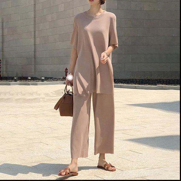 ice silk knitted two piece women tracksuits set casual long pullovers and wide leg pants suits split korean loose, Gray
ice silk knitted two piece women tracksuits set casual long pullovers and wide leg pants suits split korean loose, Gray