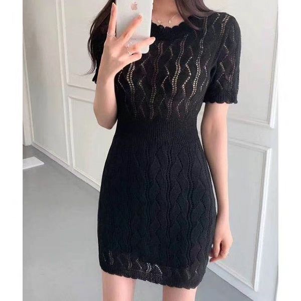 llzacoosh summer wavy stripes short knitted dress short sleeves o neck hollow out mini sheath slim dress women 210514, Black;gray
llzacoosh summer wavy stripes short knitted dress short sleeves o neck hollow out mini sheath slim dress women 210514, Black;gray