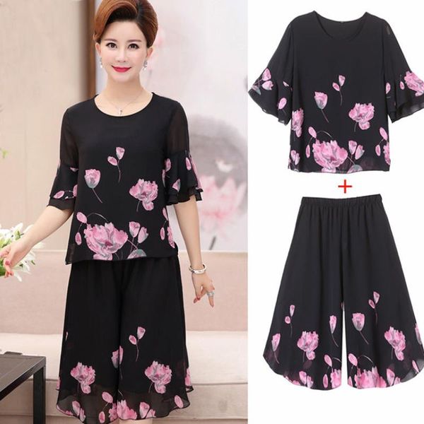 women spring summer elegant mid aged suit female short sleeve shirt wide leg pant sets ladies causal print 2 piece set e672 women's two, White
women spring summer elegant mid aged suit female short sleeve shirt wide leg pant sets ladies causal print 2 piece set e672 women's two, White