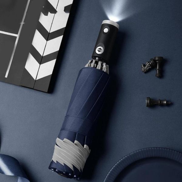 umbrellas male folding umbrella women's automatic led light tri-fold reverse reflective fluorescent strip edge
umbrellas male folding umbrella women's automatic led light tri-fold reverse reflective fluorescent strip edge