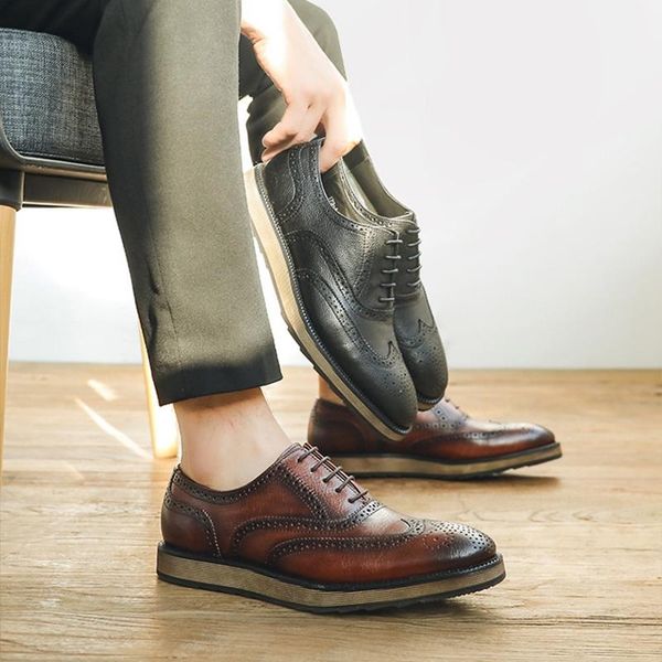 dress shoes plus size british genuine leather men's wingtip brogue oxfords round toe laces man formal flat platform fwl282, Black
dress shoes plus size british genuine leather men's wingtip brogue oxfords round toe laces man formal flat platform fwl282, Black