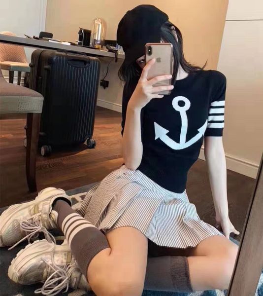 2021 summer new college wind boat anchor four bars ice silk short sleeve net red round neck pullover women's t-shirt, White
2021 summer new college wind boat anchor four bars ice silk short sleeve net red round neck pullover women's t-shirt, White