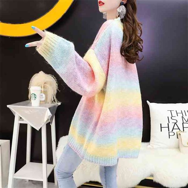 autumn winter women rainbow sweater and pullovers o-neck long loose style striped korean jumpers candy color oversized pull 2021, White;black
autumn winter women rainbow sweater and pullovers o-neck long loose style striped korean jumpers candy color oversized pull 2021, White;black