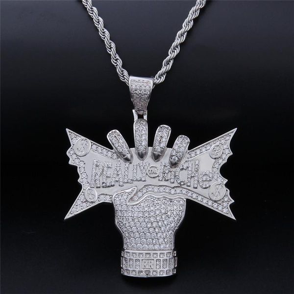 iced out really riche pendant necklace for men women full cubic zirconia hand grab money hip hop jewelry gift necklaces, Silver
iced out really riche pendant necklace for men women full cubic zirconia hand grab money hip hop jewelry gift necklaces, Silver