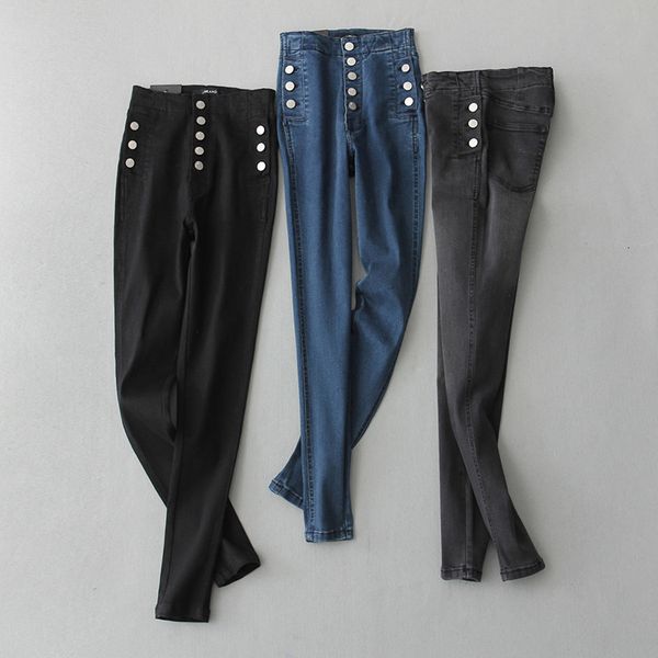 women's jeans 1701 autumn fashion jeans korean solid high waist five button slim fit, Blue
women's jeans 1701 autumn fashion jeans korean solid high waist five button slim fit, Blue