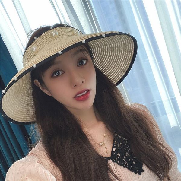 wide brim hats fashion summer women adjustable straw pearl sun hat for female bowknot beach panama cap gorros, Blue;gray
wide brim hats fashion summer women adjustable straw pearl sun hat for female bowknot beach panama cap gorros, Blue;gray