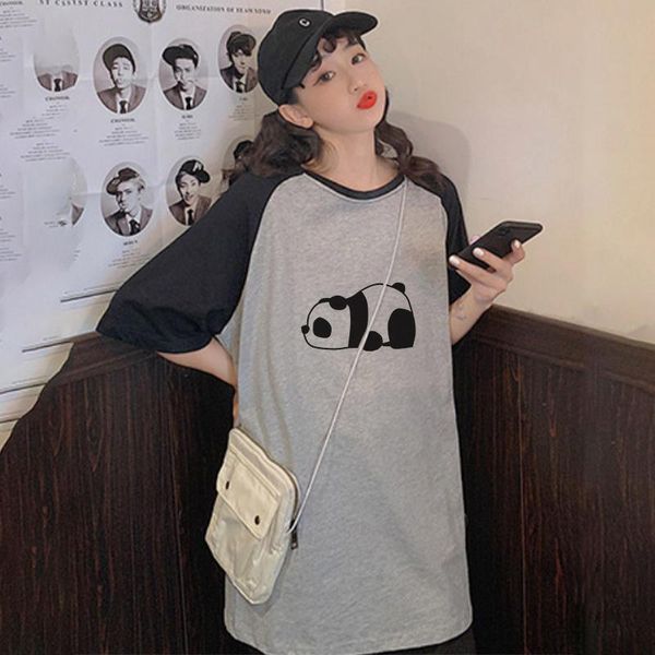 women's t-shirt 2021 summer panda printed patchwork women korean half sleeve o-neck casual loose female t-shirts streetwear ladies, White
women's t-shirt 2021 summer panda printed patchwork women korean half sleeve o-neck casual loose female t-shirts streetwear ladies, White