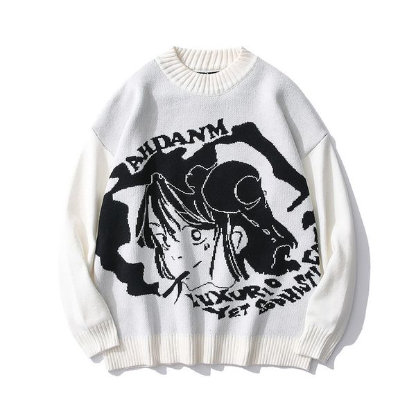 men's sweaters camisola de personalidade masculina primavera outono juventude streetwear alta rua camisola manga longa solta bonito rou, White;black
men's sweaters camisola de personalidade masculina primavera outono juventude streetwear alta rua camisola manga longa solta bonito rou, White;black
