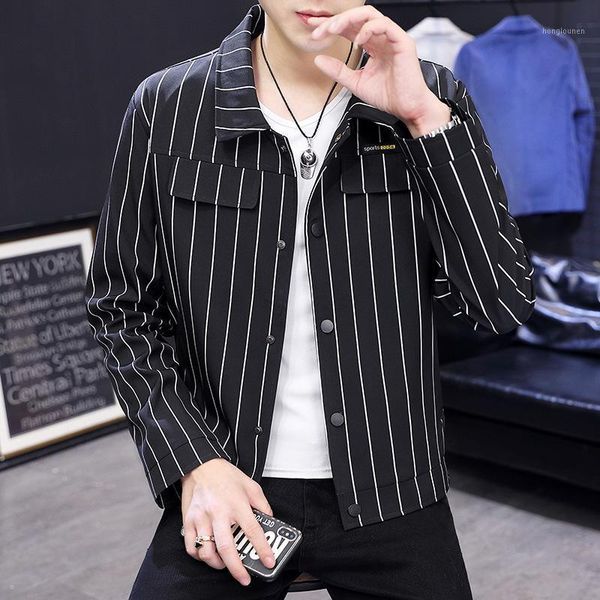 men's jackets autumn outfit han edition stripe long sleeve printed leisure clothing of cultivate morality coat collar jacket, Black;brown
men's jackets autumn outfit han edition stripe long sleeve printed leisure clothing of cultivate morality coat collar jacket, Black;brown