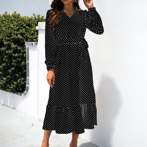 casual dresses autumn polka dot long sleeve dress women fashion v-neck printed elegant boho party, Black;gray
casual dresses autumn polka dot long sleeve dress women fashion v-neck printed elegant boho party, Black;gray